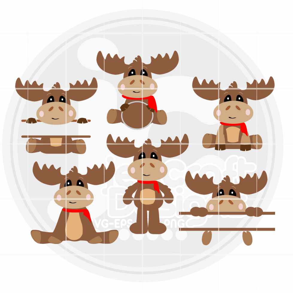 Christmas SVG | Moose Reindeer Bundle SVG EPS DXF PNG Bundle JenCraft Designs