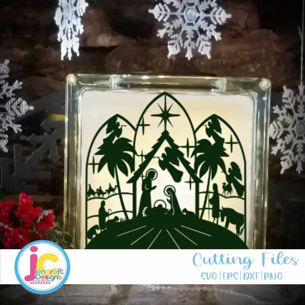 Glass Block Svg | Nativity Scene SVG EPS DXF PNG JenCraft Designs