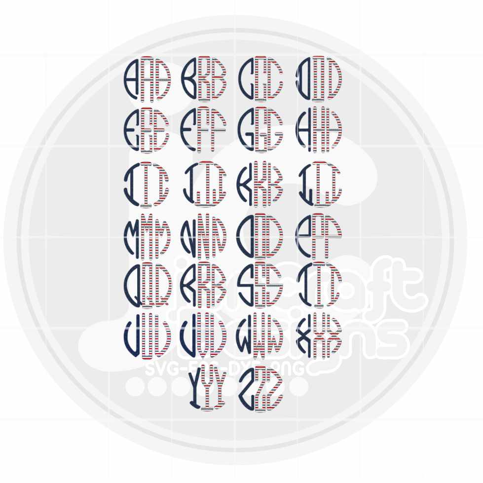 American Flag Letters Png | Round Monogram Alphabet Png Sublimation File JenCraft Designs