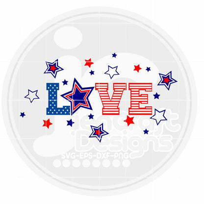 4th of July Svg | Patriotic LOVE SVG DXF PNG EPS JenCraft Designs