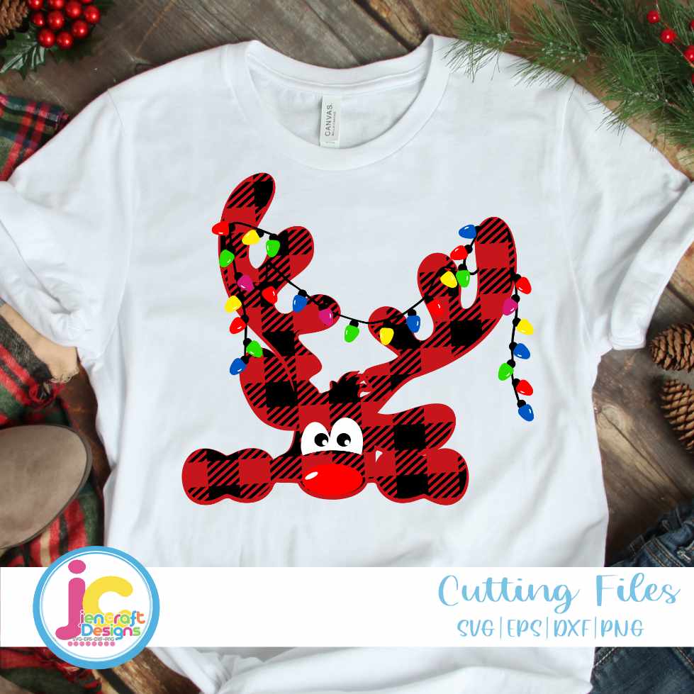 Christmas Svg | Peeking Reindeer SVG EPS DXF PNG JenCraft Designs