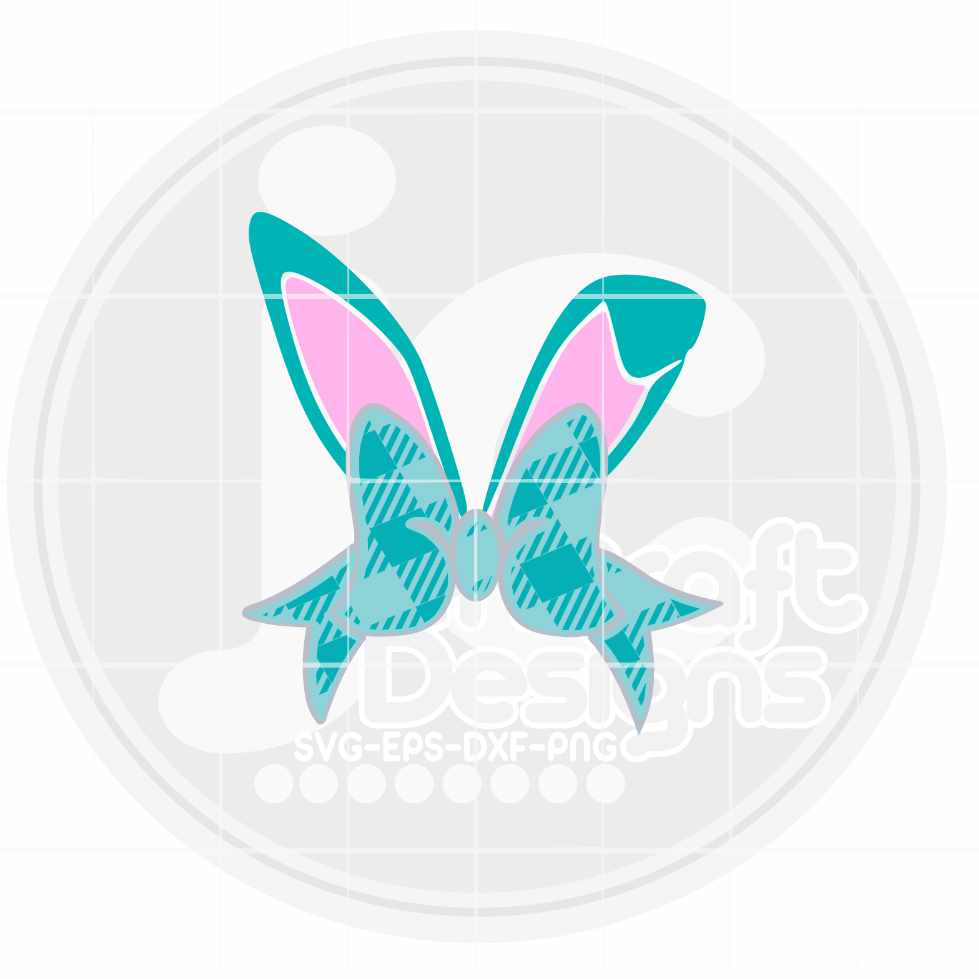 Easter Svg | Plaid Bunny Bow Ears Monogram Frame SVG EPS DXF PNGSvg