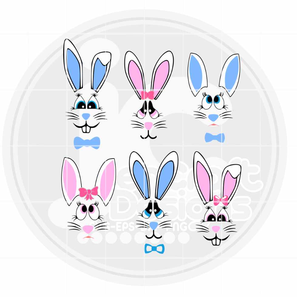 Easter Svg | Cute Bunny Face SVG EPS DXF PNG Bundle