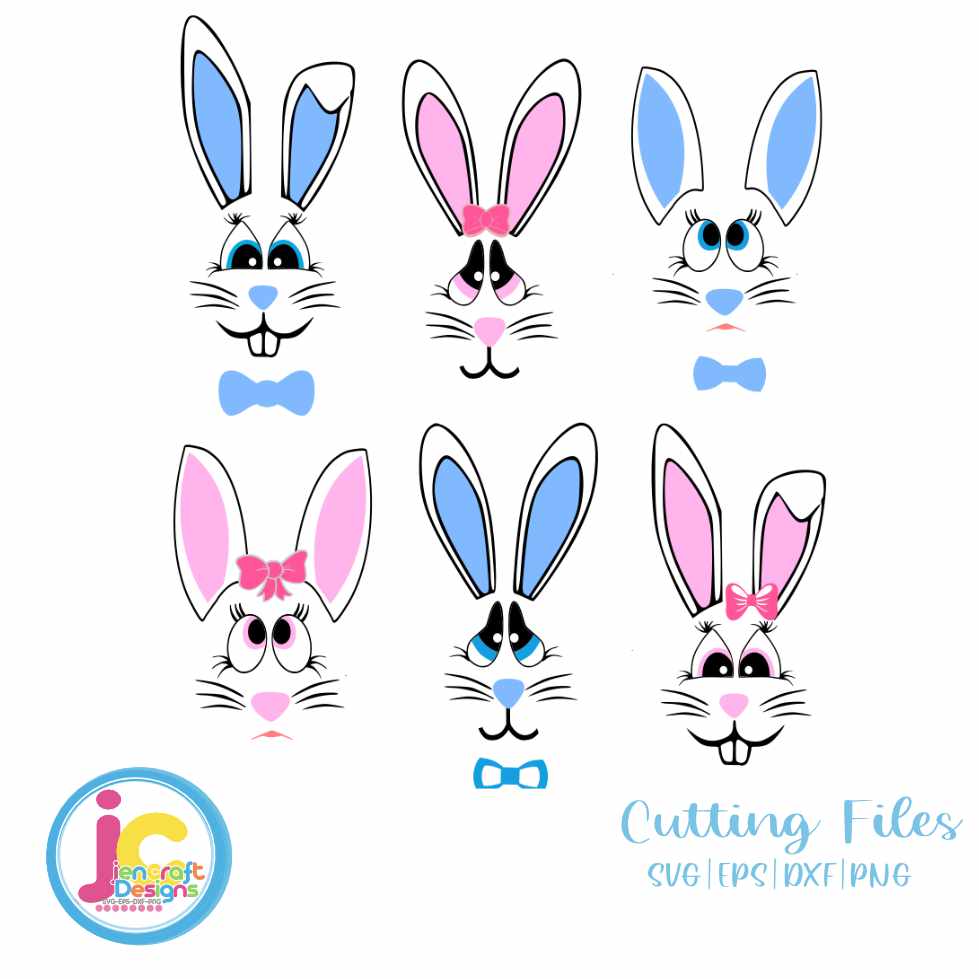 Easter Svg | Cute Bunny Face SVG EPS DXF PNG Bundle