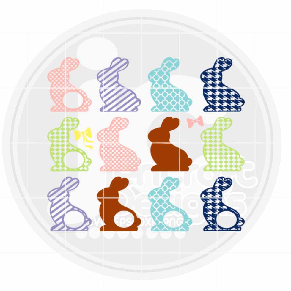Easter Svg | Chocolate Bunny Monogram SVG EPS DXF PNG Bundle JenCraft Designs