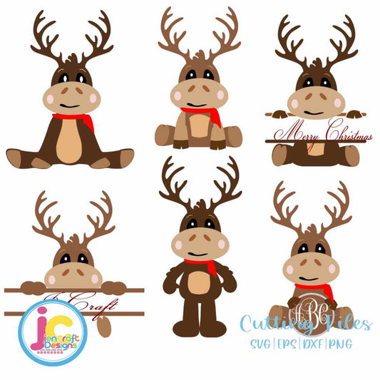 Christmas SVG | Reindeer SVG EPS DXF PNG Bundle JenCraft Designs