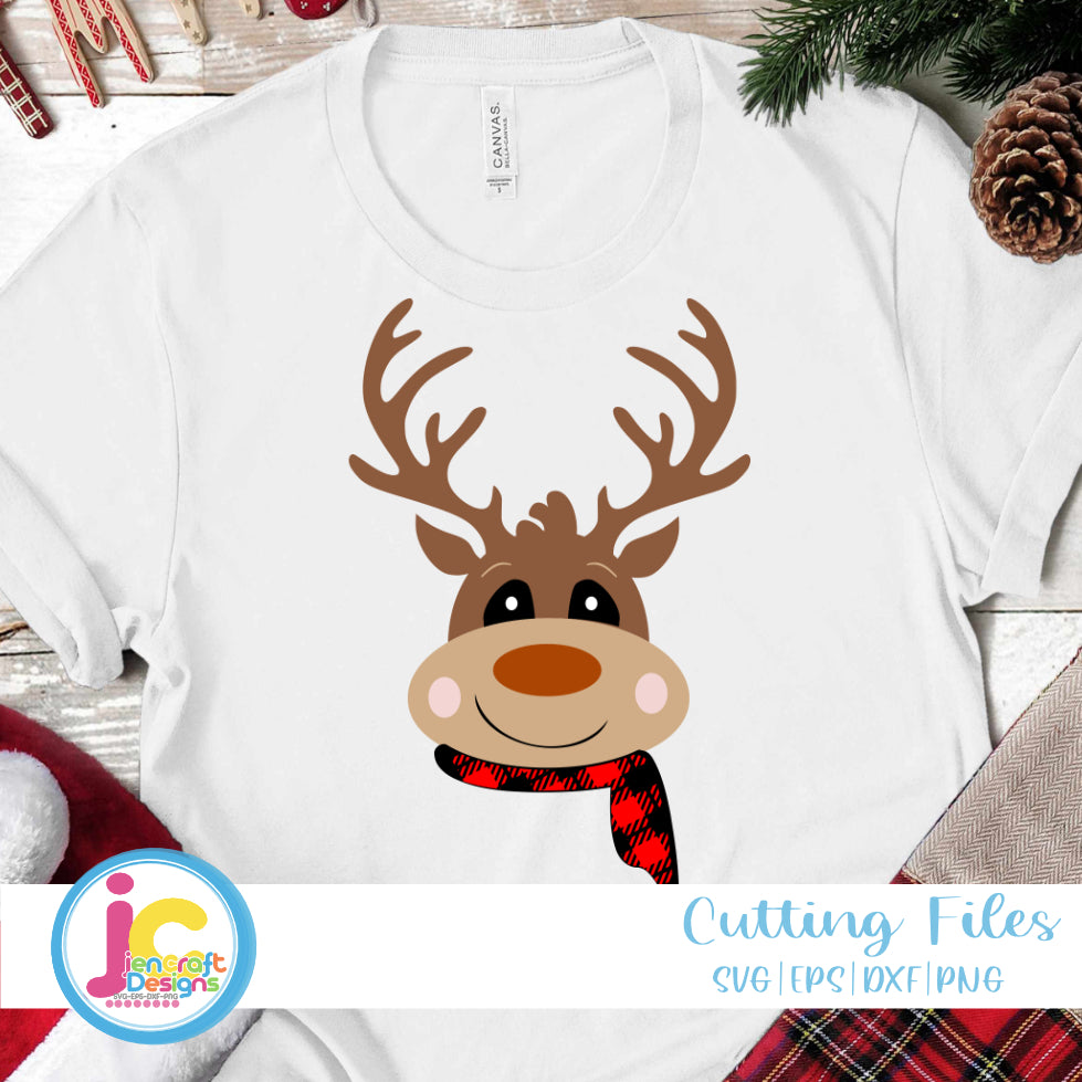 Christmas Svg | Plaid Reindeer Head SVG EPS DXF PNG JenCraft Designs