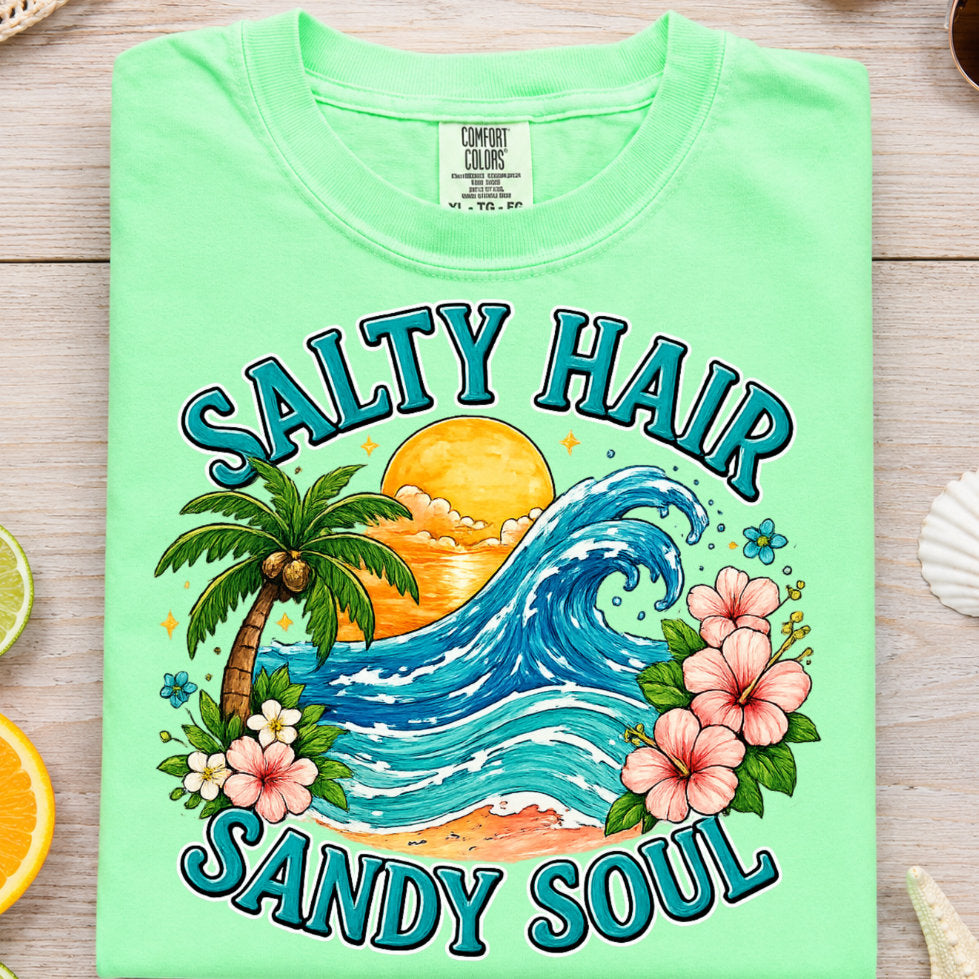 Salty Hair Sandy Soul PNG | Beach Sublimation Design