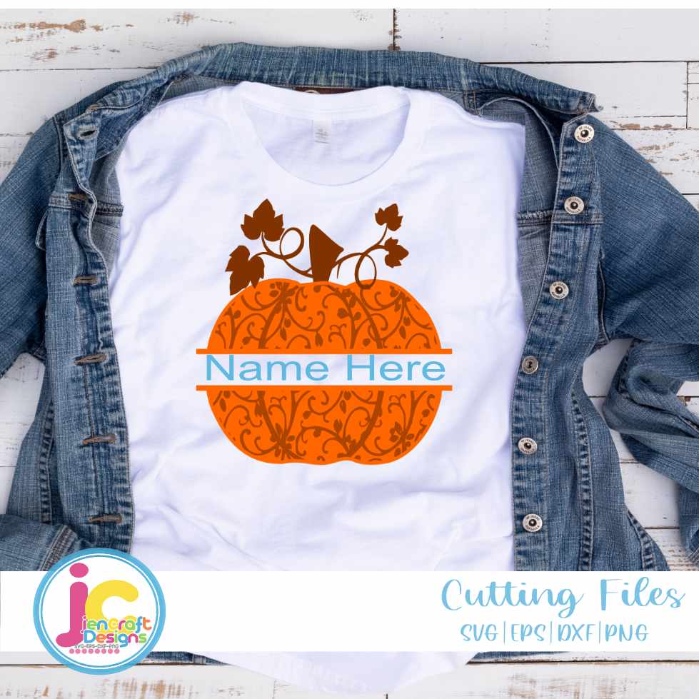 Fall Svg | Floral Pumpkin Split Monogram SVG EPS DXF PNG JenCraft Designs