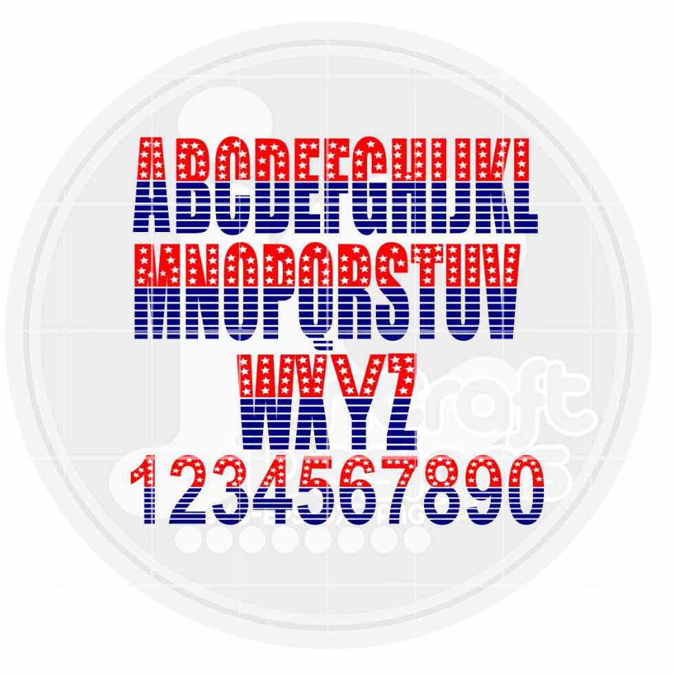 4th of July Svg | Stars and Stripes Alphabet Letters SVG DXF PNG EPS JenCraft Designs