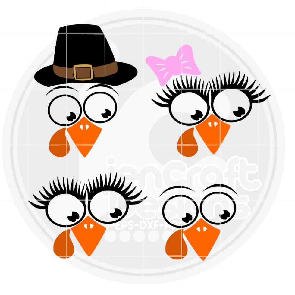 Turkey Face Svg | Thanksgiving SVG EPS DXF PNG Bundle JenCraft Designs