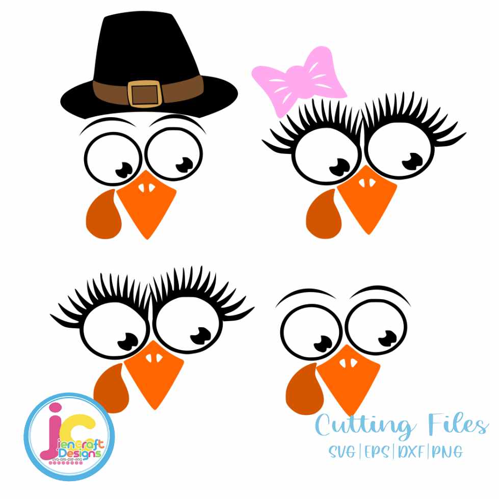 Turkey Face Svg | Thanksgiving SVG EPS DXF PNG Bundle JenCraft Designs