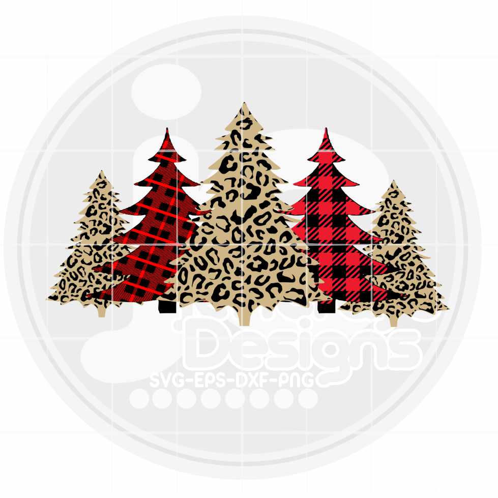 Christmas Svg | Leopard Christmas Trees SVG EPS DXF PNG JenCraft Designs