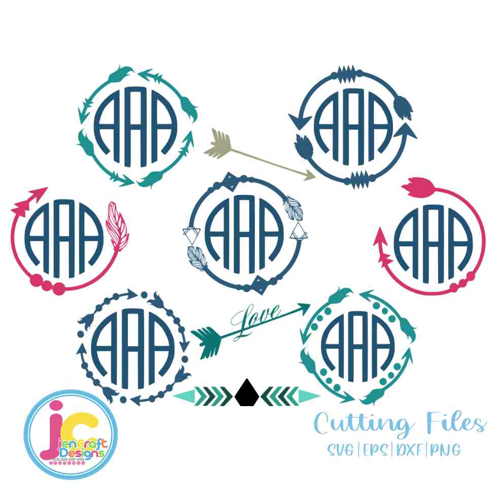 Arrow Monogram Frame Svg | Monogram SVG EPS DXF PNG Bundle JenCraft Designs