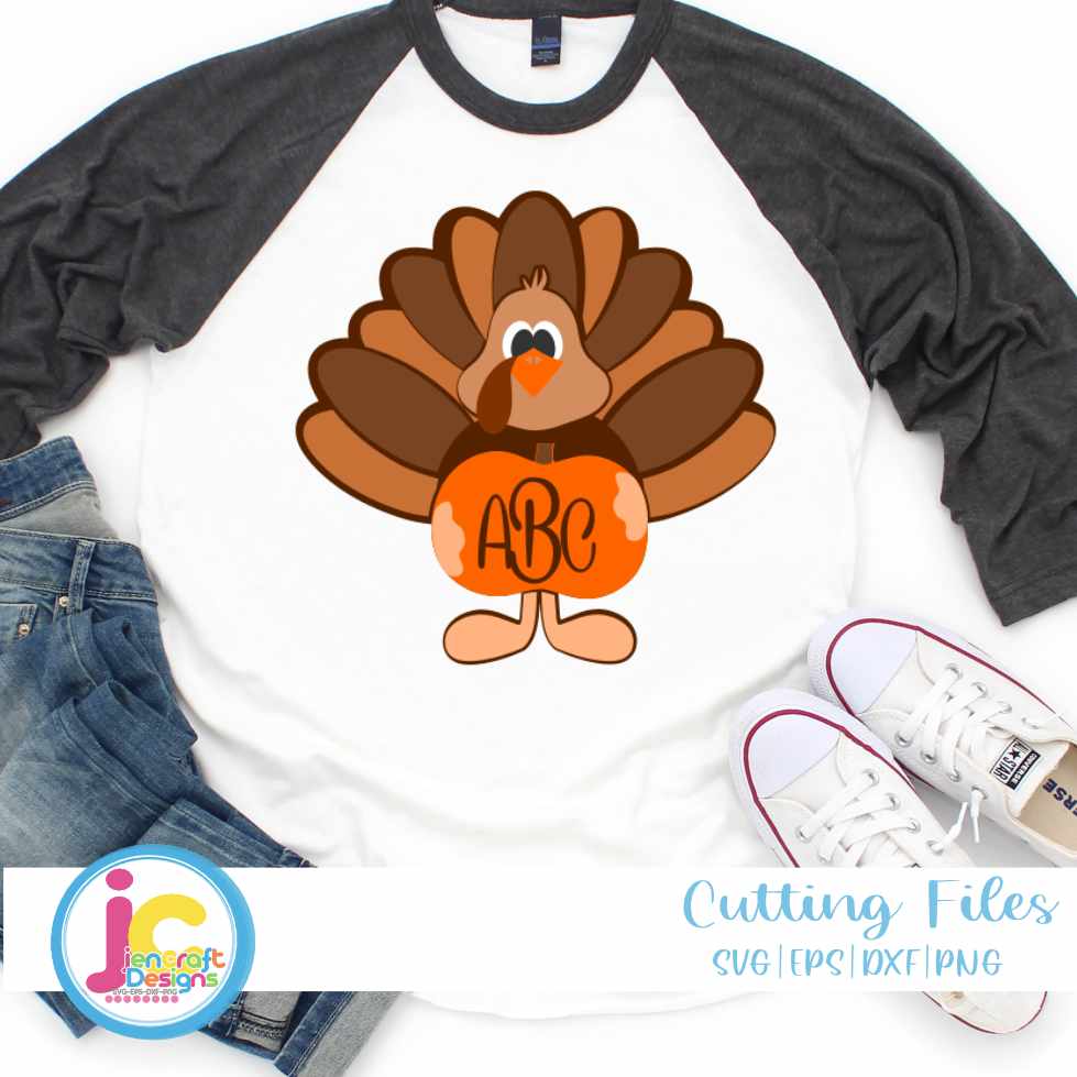 Thanksgiving Svg | Turkey Fall Pumpkin Monogram Frame SVG EPS DXF PNG