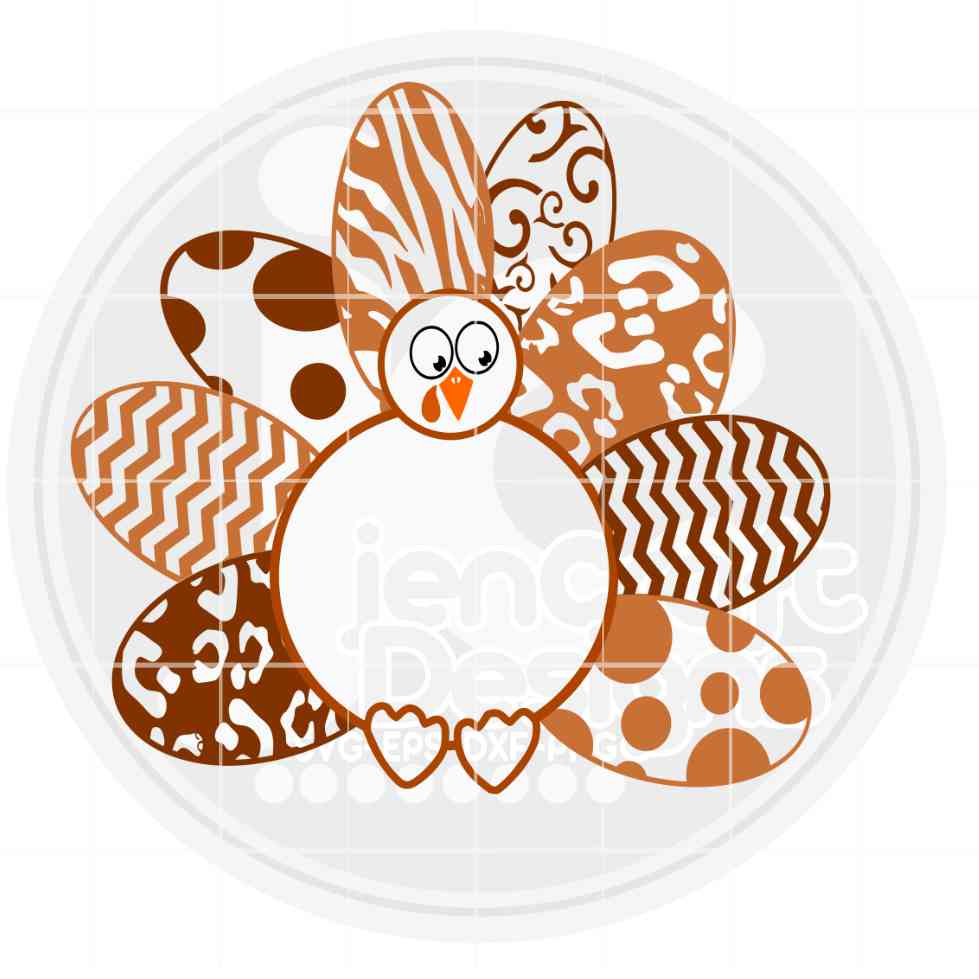 Fall Svg | Turkey Monogram Frame SVG DXF PNG EPS JenCraft Designs
