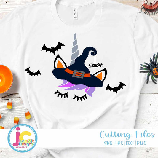 Halloween Svg | Unicorn Witch Face 2 SVG DXF PNG EPS JenCraft Designs