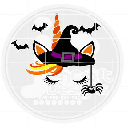 Halloween Svg | Unicorn Witch Face SVG EPS DXF PNG JenCraft Designs
