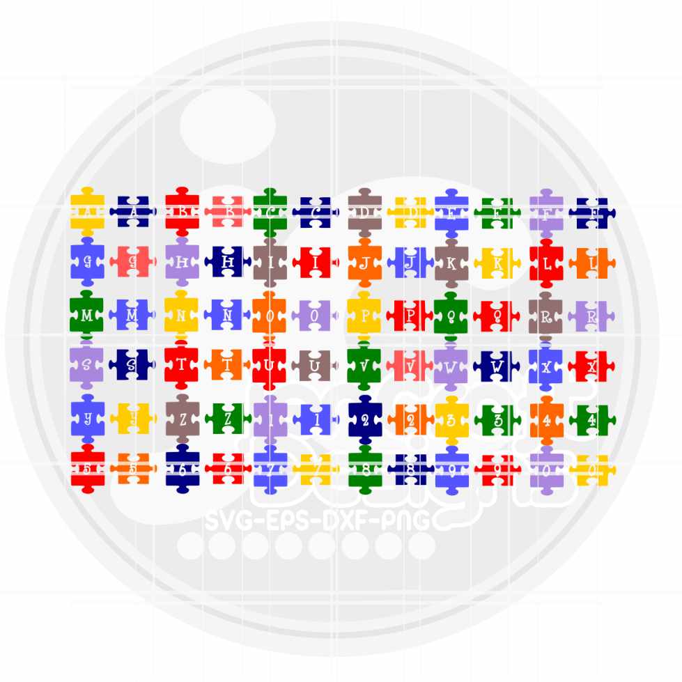 Puzzle Interlocking Letters svg | Awareness Letters SVG DXF PNG EPS