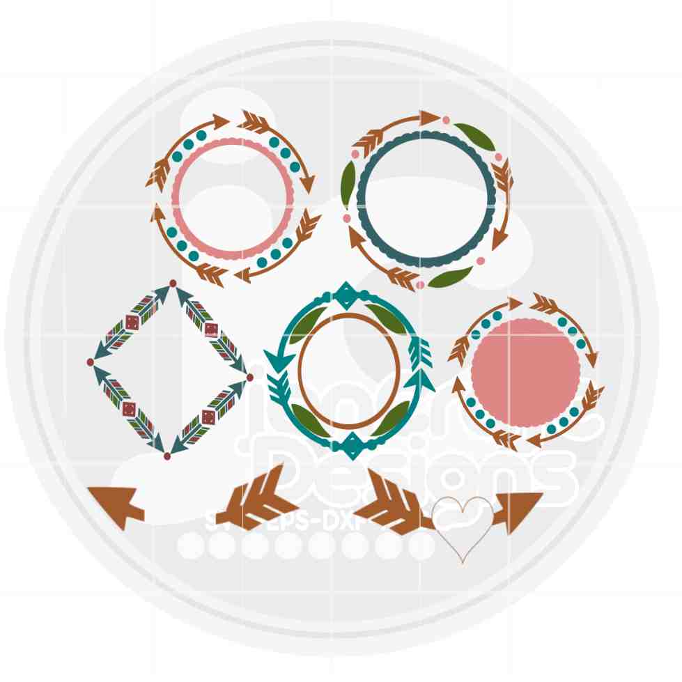 Arrow Monogram Frame Svg | Boho Monogram Frame SVG EPS DXF PNG Bundle JenCraft Designs