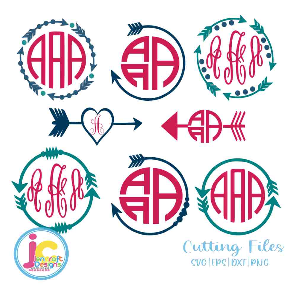 Tribal svg | Arrow Monogram Frame Svg EPS DXF PNG Bundle JenCraft Designs
