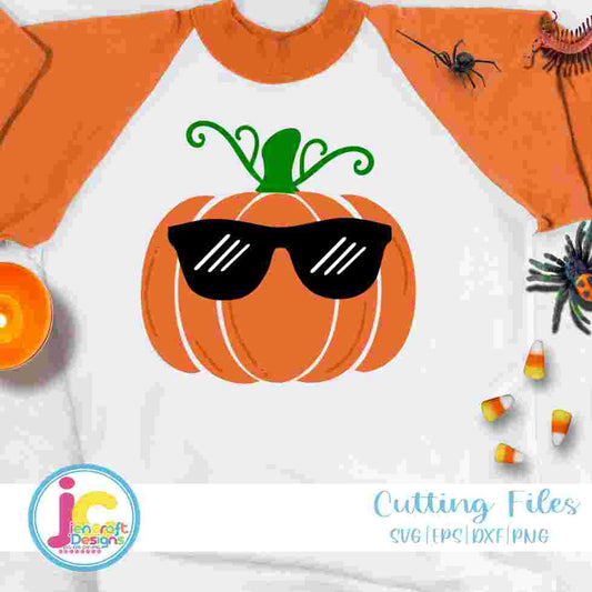 Pumpkin With Sunglasses | Boy Halloween SVG DXF PNG EPS JenCraft Designs