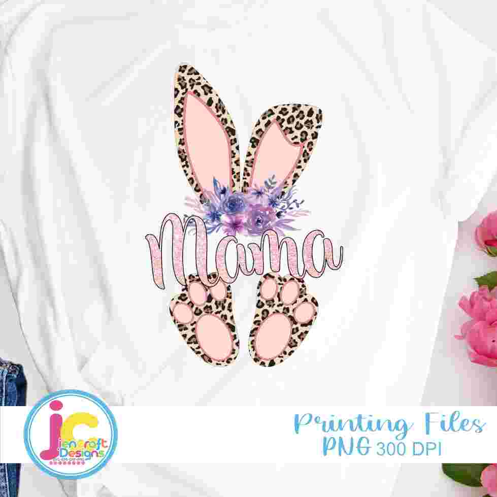 Easter Png | Mama Cheetah Bunny Png Sublimation File JenCraft Designs
