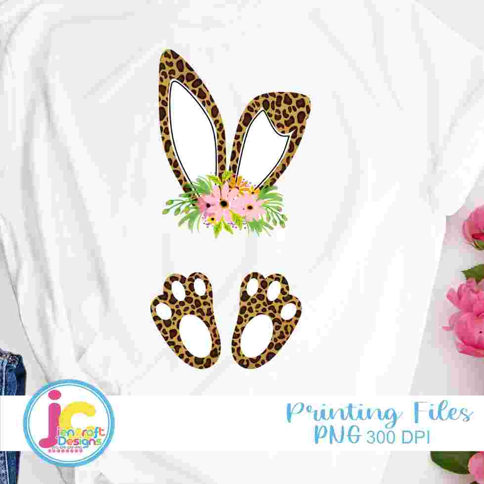 Easter Png | Cheetah print Bunny Ears Png Sublimation File JenCraft Designs