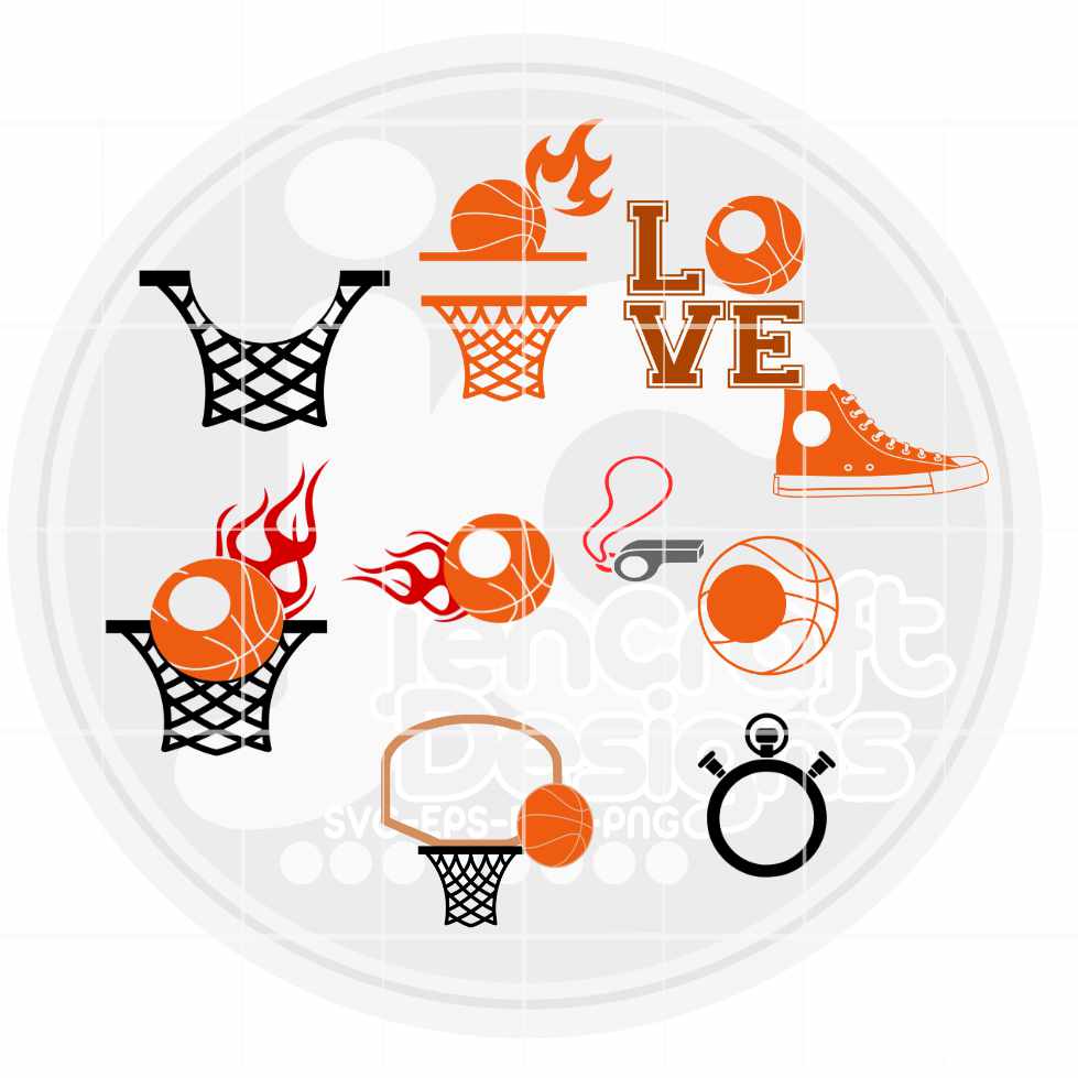 Basketball Svg | Basketball Monogram Frame SVG EPS DXF PNG Bundle JenCraft Designs