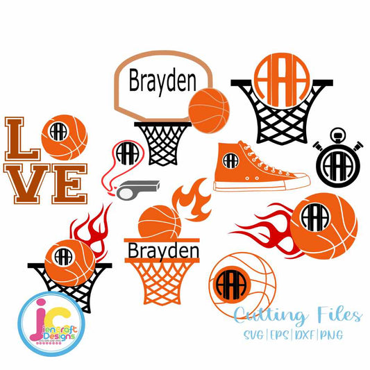 Basketball Svg | Basketball Monogram Frame SVG EPS DXF PNG Bundle JenCraft Designs