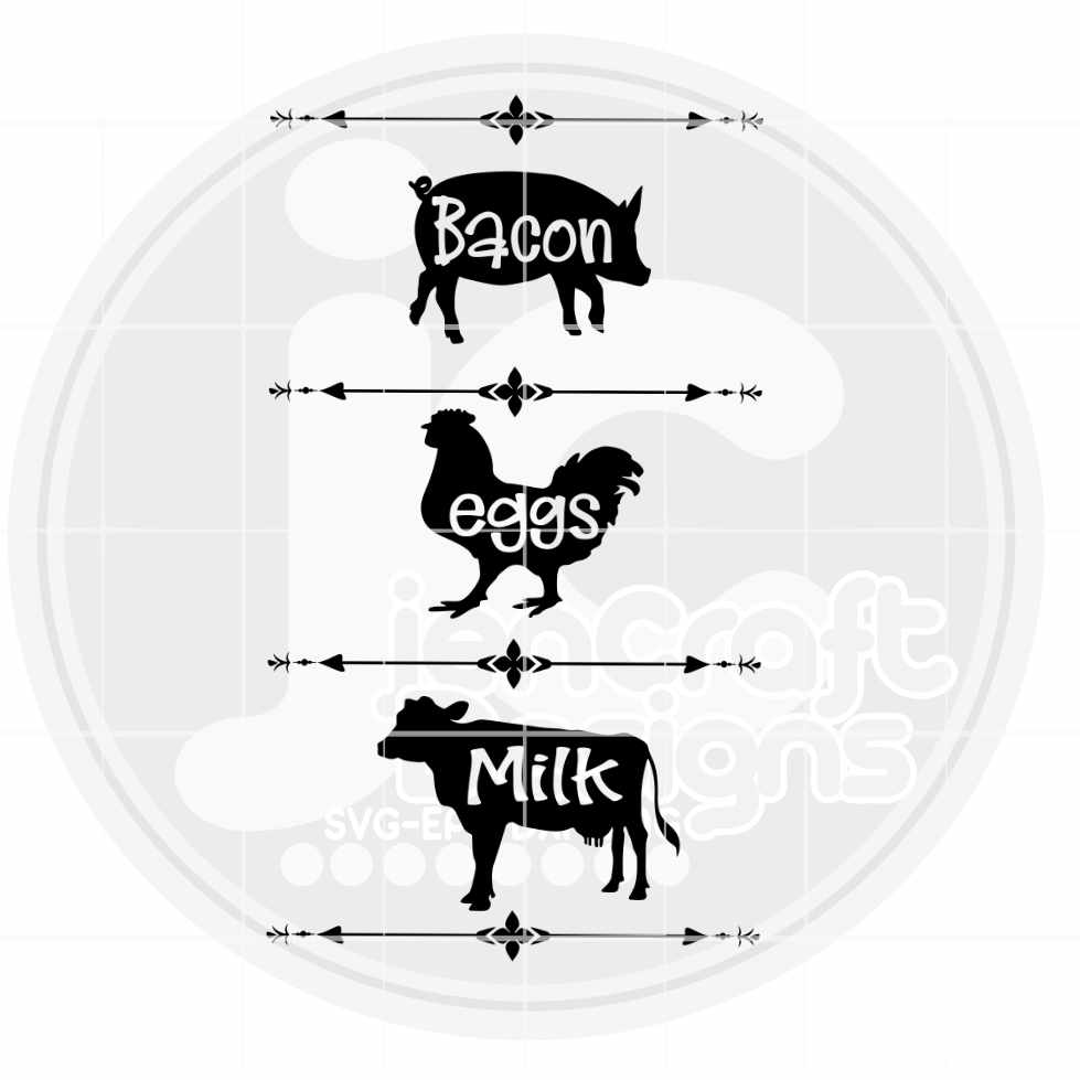 Kitchen Svg | Bacon Eggs Milk Farmhouse Kitchen sign SVG EPS DXF PNG