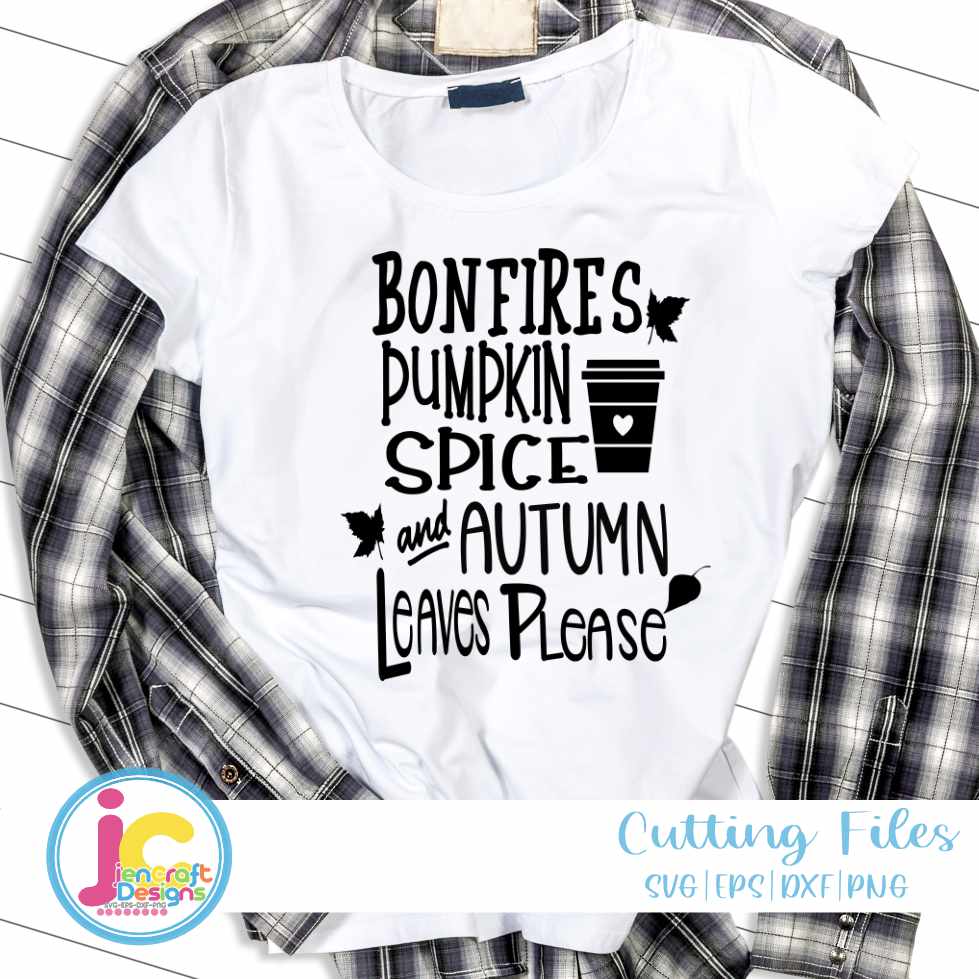 Bonfires Pumpkin Spice Autumn Leaves, Fall SVG DXF PNG EPS