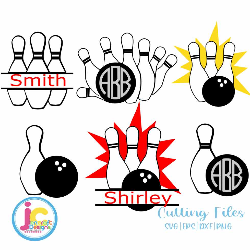 Bowling Svg | Monogram Frame SVG DXF PNG EPS Bundle JenCraft Designs