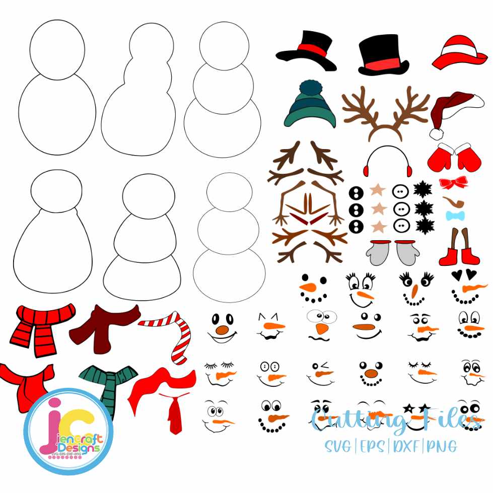 Snowman svg | Cute Build Snowman SVG DXF PNG EPS Bundle