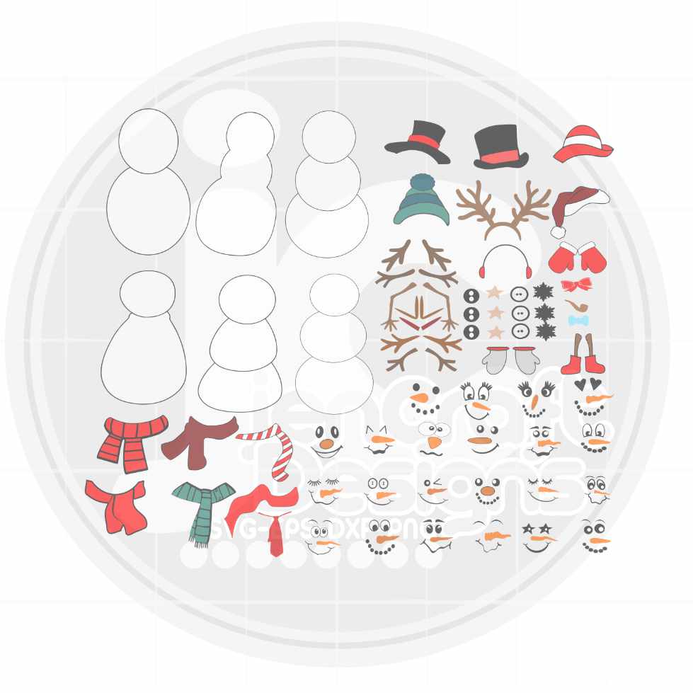 Snowman svg | Cute Build Snowman SVG DXF PNG EPS Bundle