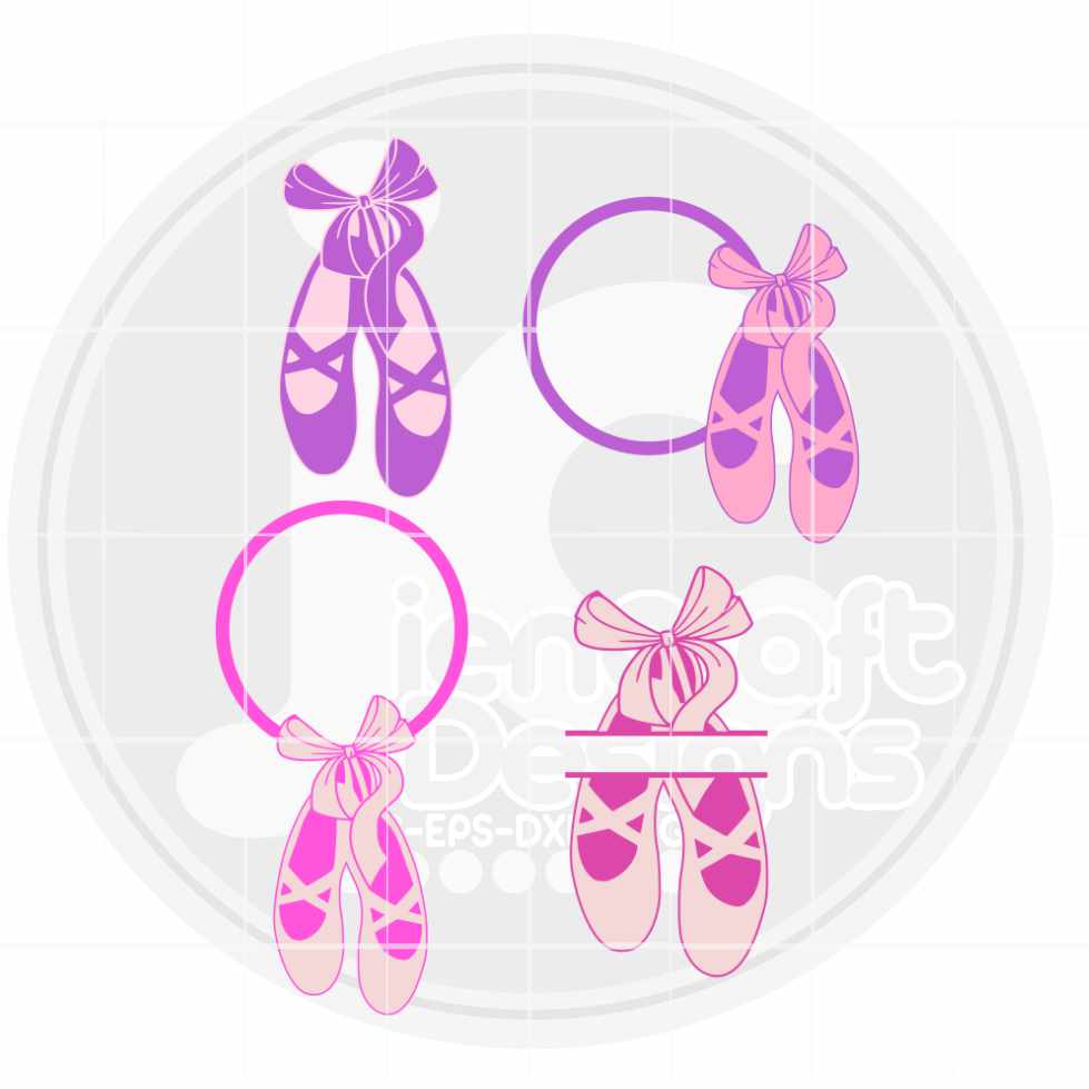 Ballerina Svg | Ballet Slippers Monogram Frame SVG EPS DXF PNG JenCraft Designs