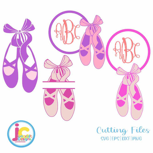 Ballerina Svg | Ballet Slippers Monogram Frame SVG EPS DXF PNG JenCraft Designs