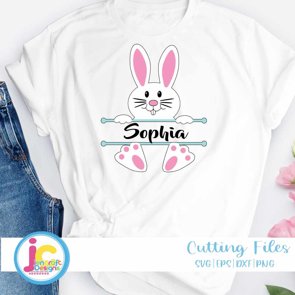 Easter Svg | Easter Split Bunny Monogram Frame SVG EPS DXF PNG