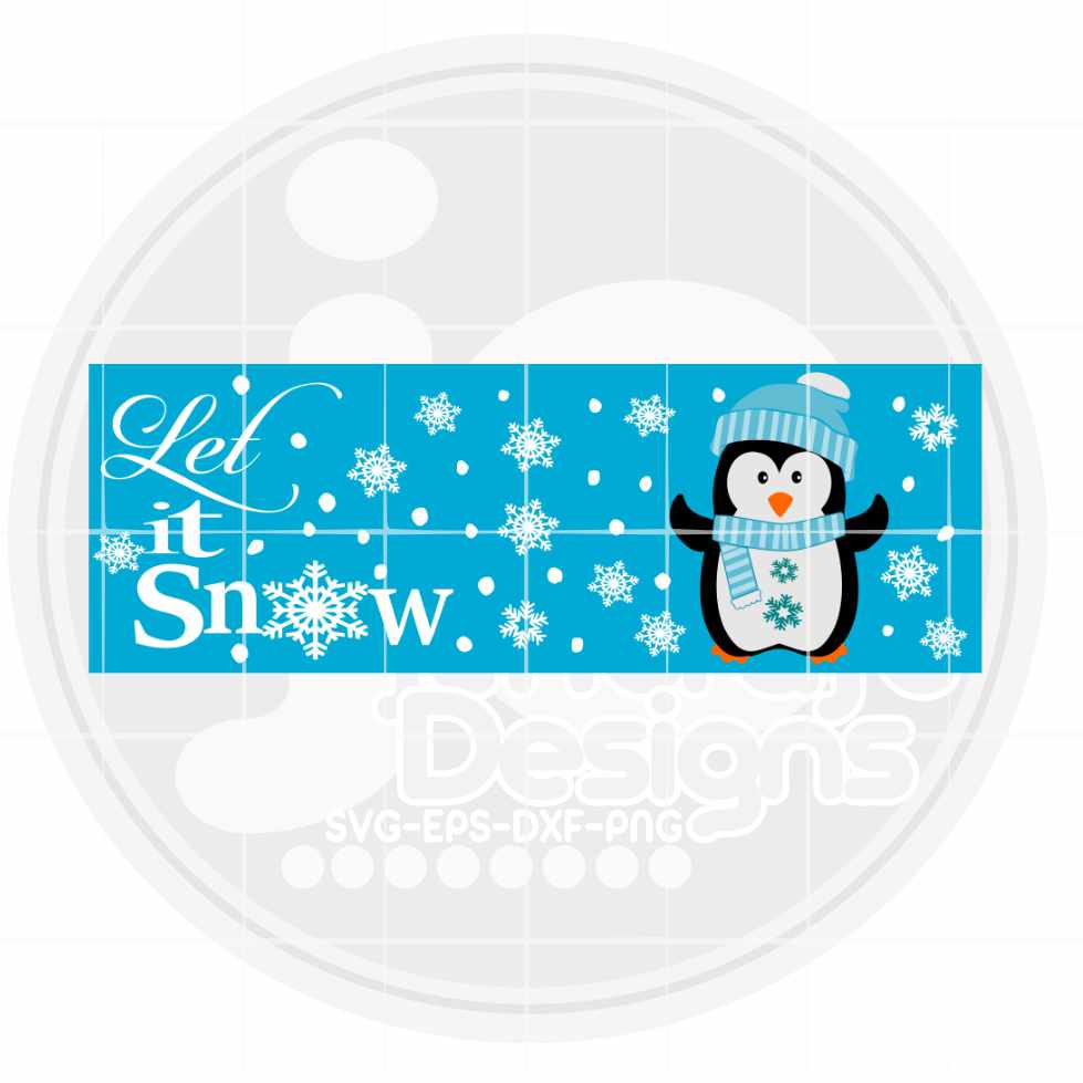 Horizontal Porch Sign SVG | Let it Snow Penguin SVG EPS DXF PNG