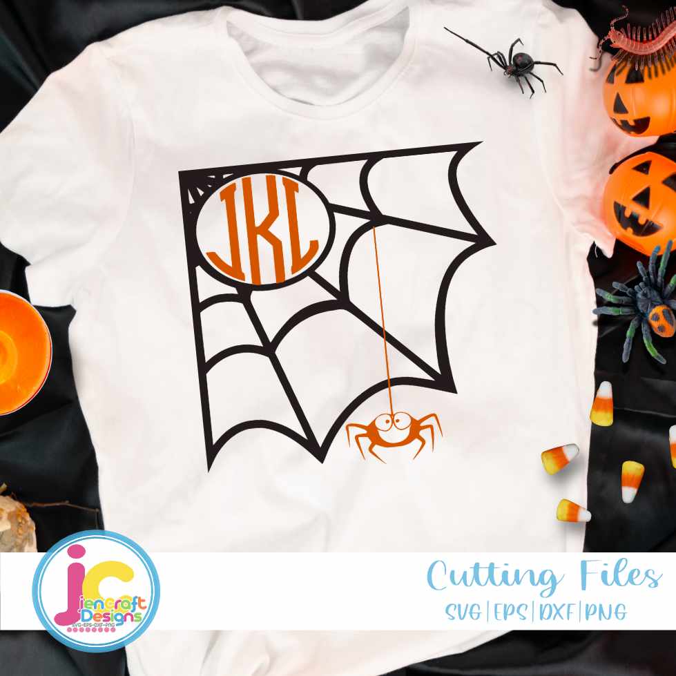 Halloween Svg | Spider Web Monogram Frame SVG EPS DXF PNG JenCraft Designs