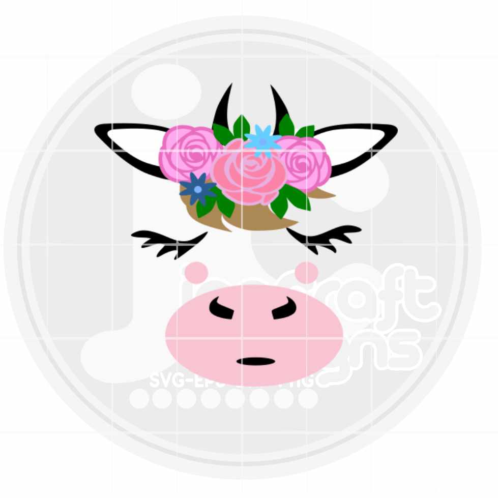 Floral Cow Face Svg | Girl Baby Toddler SVG EPS DXF PNG