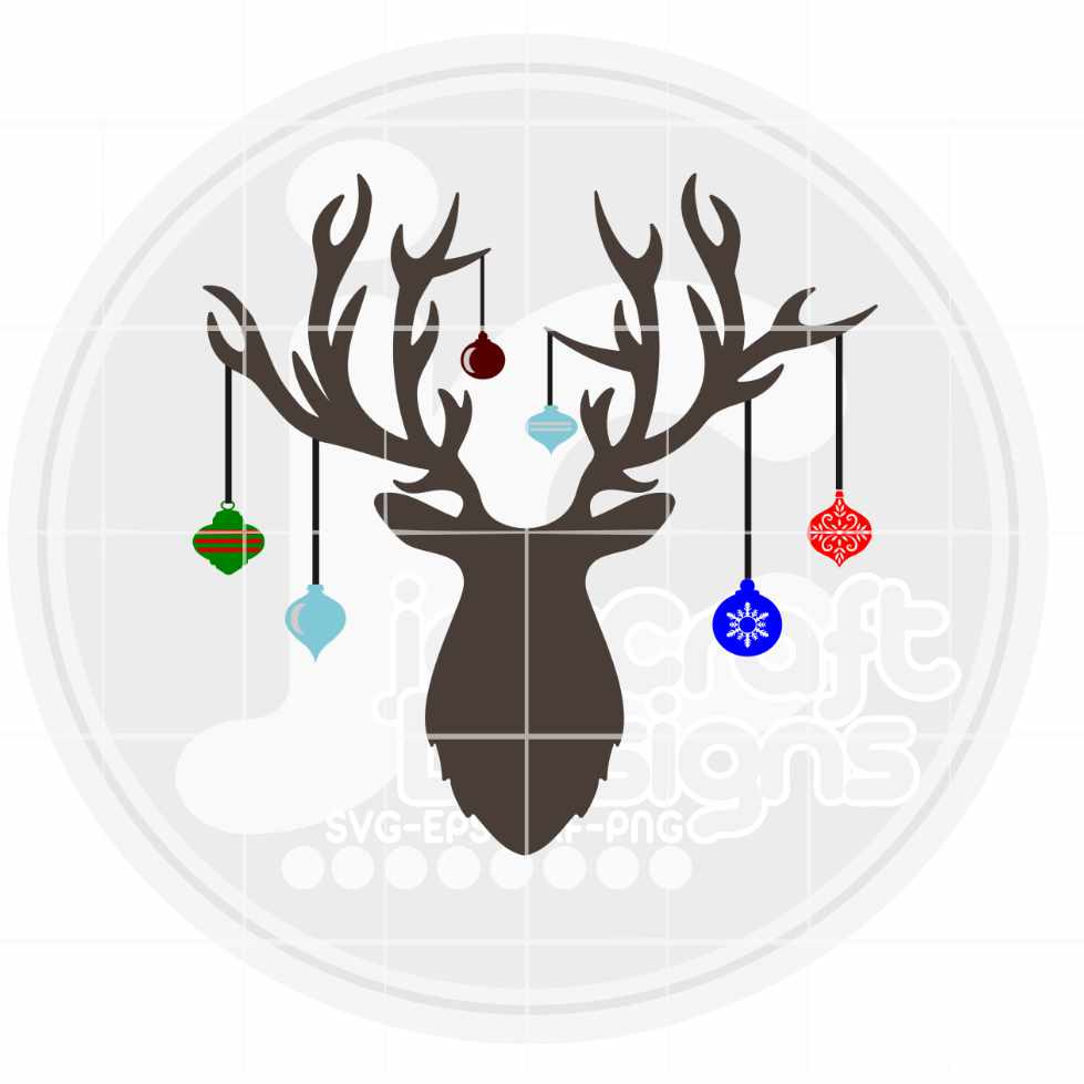 Christmas Svg | Deer Antler Hanging Ornament SVG DXF PNG EPS JenCraft Designs