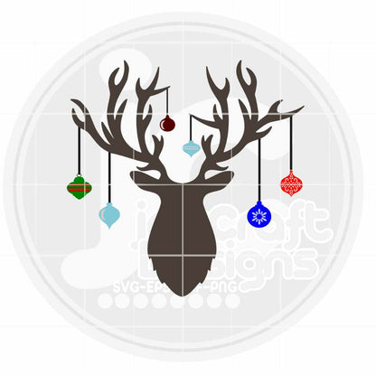 Christmas Svg | Deer Antler Hanging Ornament SVG DXF PNG EPS JenCraft Designs