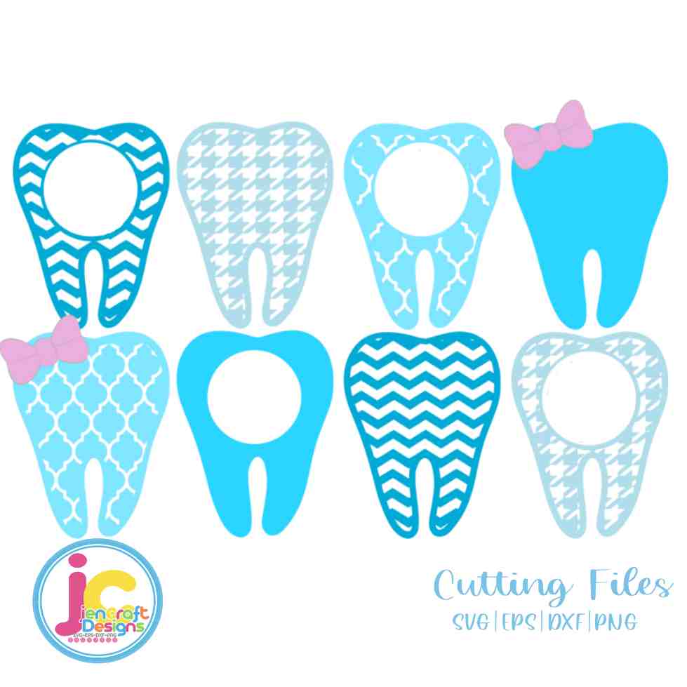 Tooth SVG | Dental Dentist Hygienist Monogram Frame SVG EPS DXF PNG Bundle JenCraft Designs