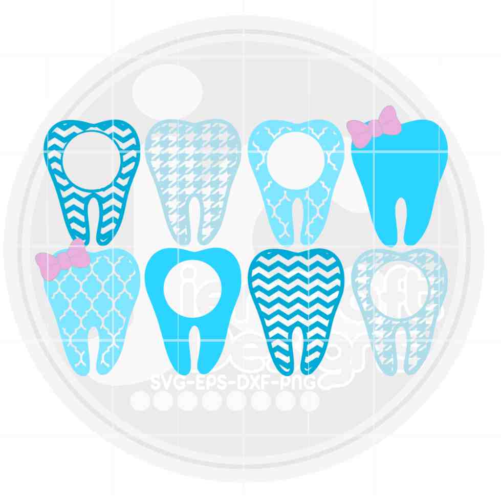 Tooth SVG | Dental Dentist Hygienist Monogram Frame SVG EPS DXF PNG Bundle JenCraft Designs