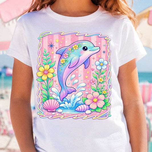 Preppy Dolphin Summer PNG | Tropical Flower Sublimation Design
