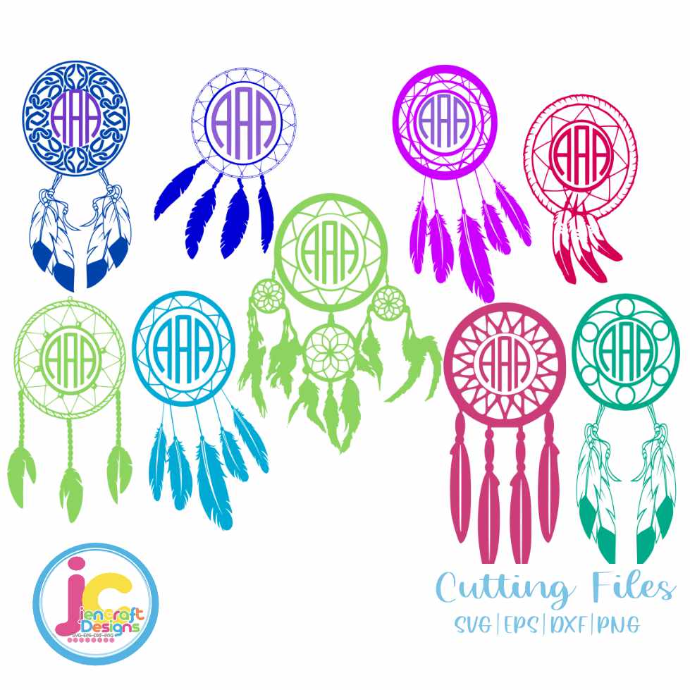 Dream Catcher Svg | Dreamcatcher Monogram Frame SVG EPS DXF PNG Bundle JenCraft Designs