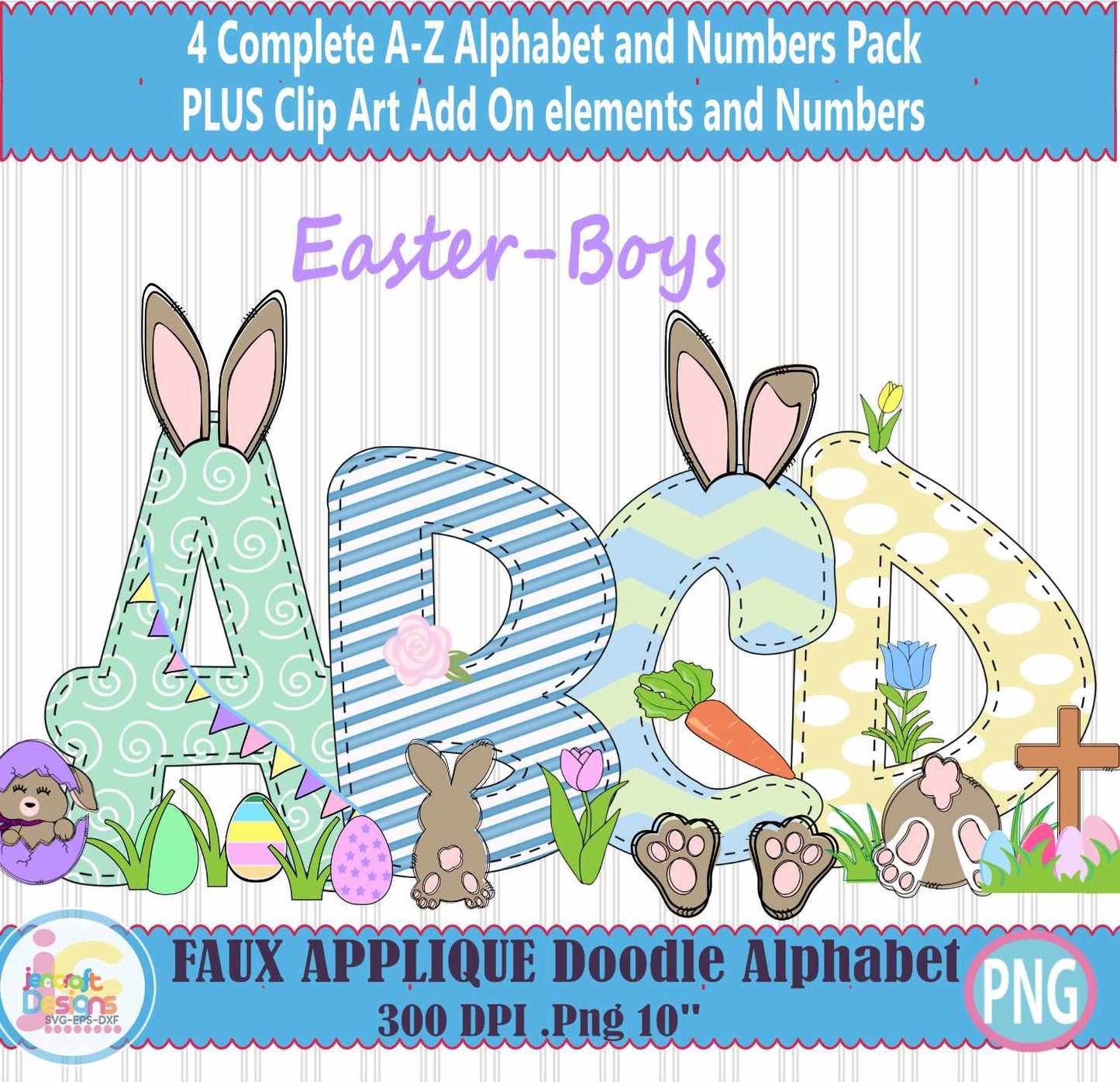 Boys Easter Letters Png | Easter Alphabet Png Sublimation File