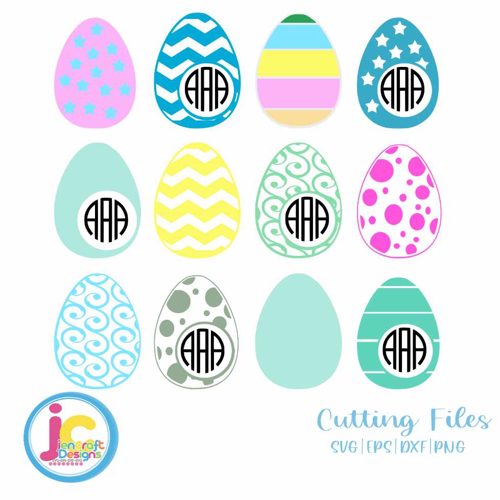 Easter Svg | Egg Monogram Frame SVG EPS DXF PNG Bundle