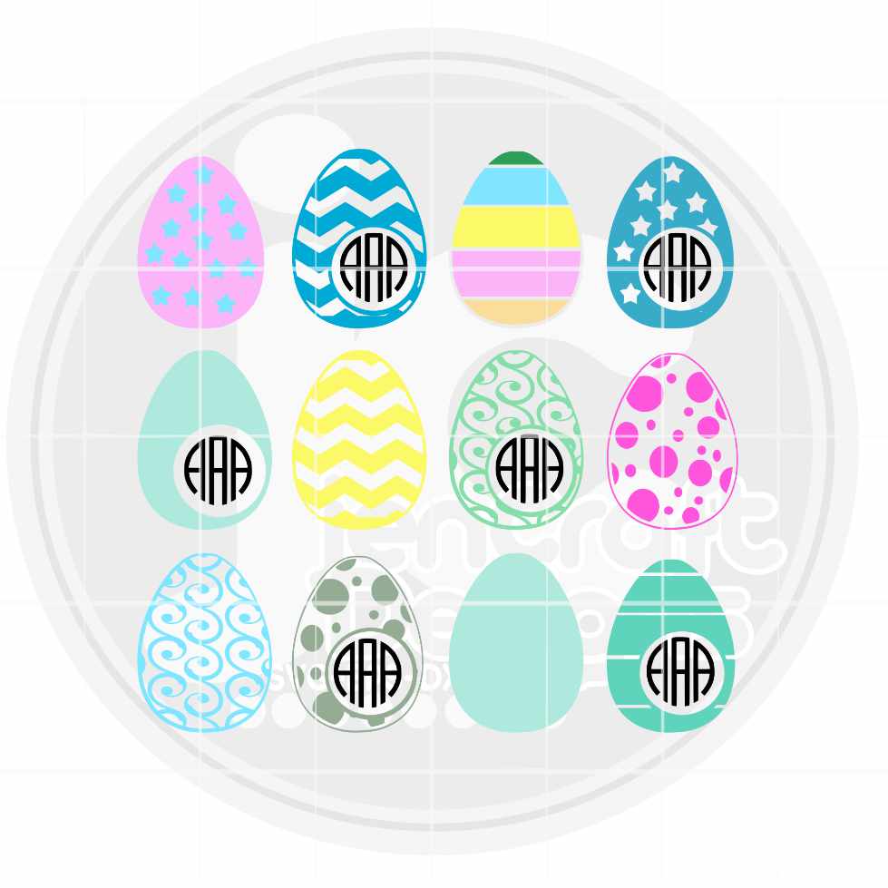 Easter Svg | Egg Monogram Frame SVG EPS DXF PNG Bundle